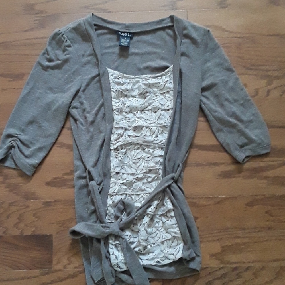 3/4 sleeve faux cardigan